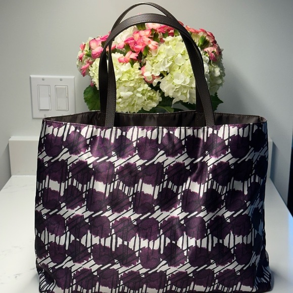 Henri Bendel  Izak Artistic Purple and Brown Tote Shoulder Bag + H.B. Dusty NWOT - Picture 8 of 13